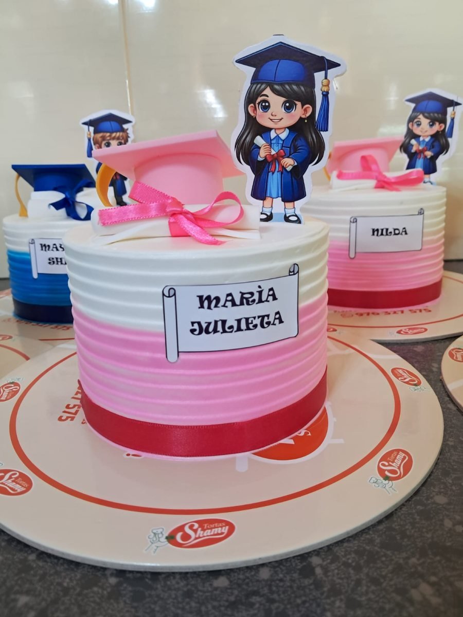 Lote de tortas individuales para graduación escolar